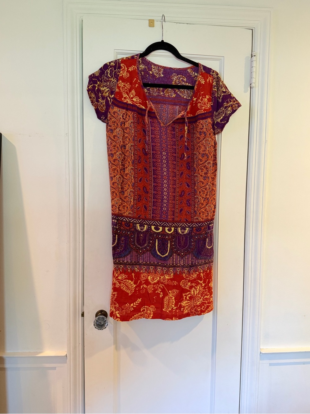 Anthropologie 100% Cotton Gauze Boho Mixed Print Shift Dress s/m